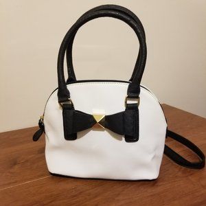 Apt 9 Black White Dome Style Gold Bow Tote Handbag Crossbody Coquette